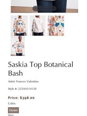 Frances Valentine Floral Embroidered Cotton Crew Neck colorful cotton Blouse XS